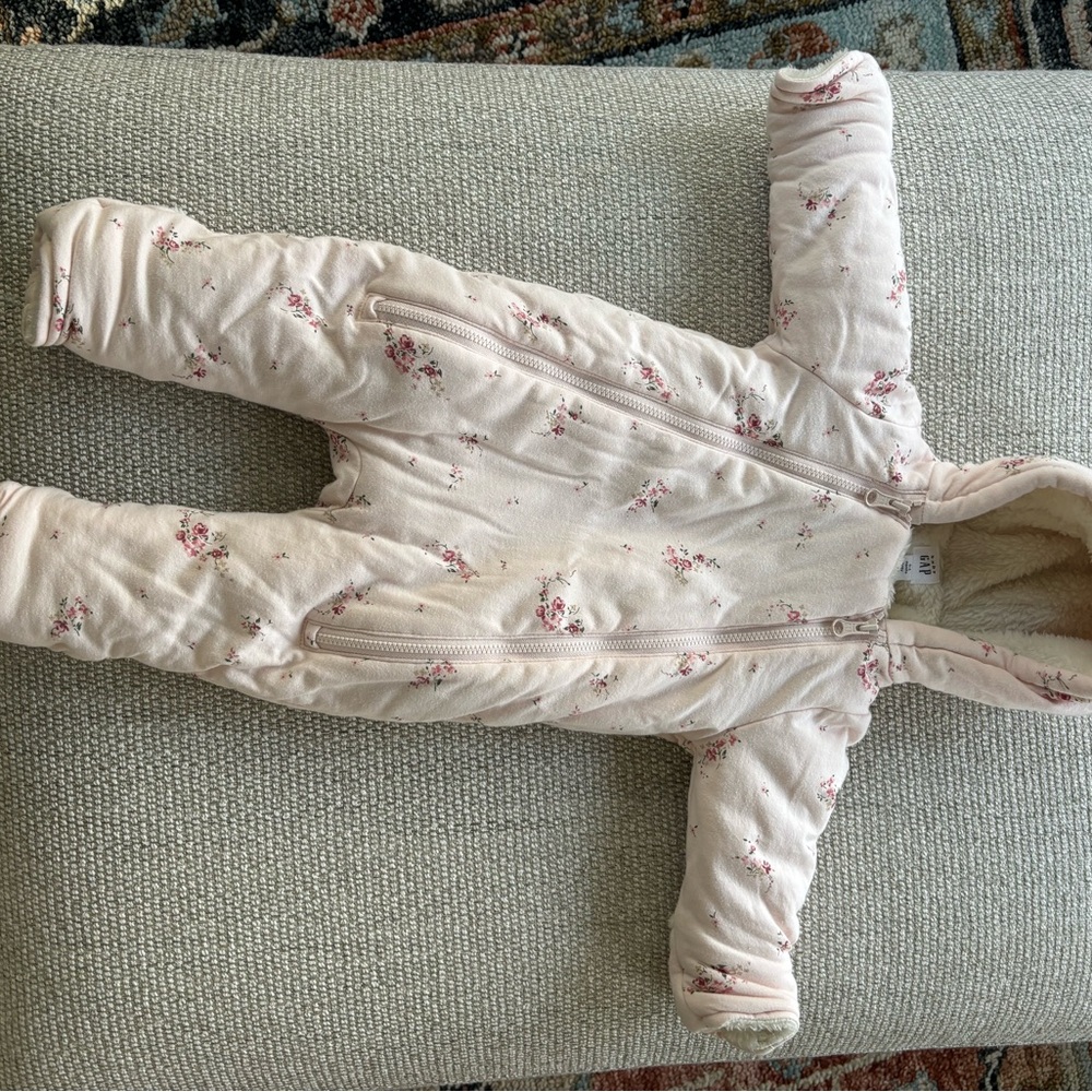 Baby Gap - Floral Outdoor One Piece & Gap Pink Hat